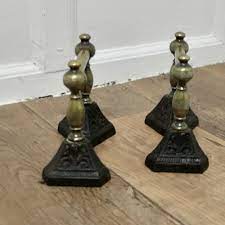 Victorian Brass And Iron Andirons Or