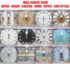 Wall Clock Round 34cm Retro Beach