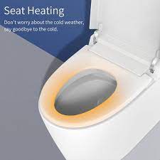 12 In Rough In 1 Piece 1 06 1 27 Gpf Single Flush Elongated Smart Toilet In White Seat Included