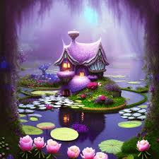 Whimsical House In Fairy Land By Pond