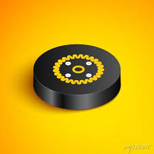 Isometric Line Gear Icon Isolated On