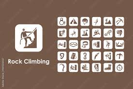 Set Of Rock Climbing Simple Icons Stock