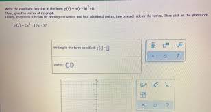 Solved Write The Quadratic Function In