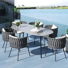 Outdoor Dining Set With Faux Marble