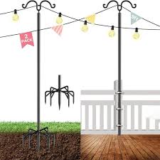 108 In Metal String Light Poles For Outside 7 Prong Backyard Lights Outdoor Pole 2 Pack