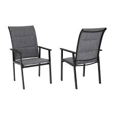 High Garden Black Steel Padded Sling Outdoor Patio Stationary Dining Chair 2 Pack