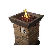 Peaktop Outdoor Slate Rock Square Column Gas Fire Pit