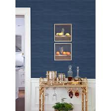 Classic Faux Grasscloth L And Stick Wallpaper Navy Blue
