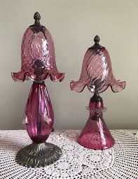 Vintage Venetian Glass Lamps Pink