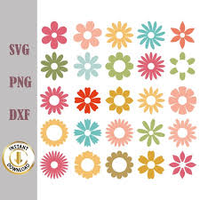 Flat Flowers Clipart Vector Svg