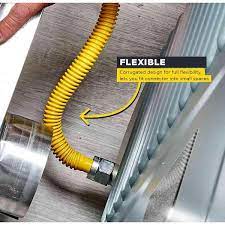 18 In Flexible Gas Connector Yellow Coated Stainless Steel For Gas Log And Space Heater 3 8 In Fittings