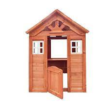 Golden Outdoor Wood Playhouse With 2