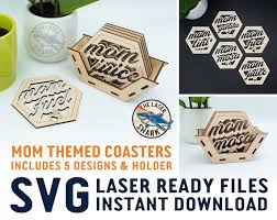 Mom Themed Coasters Holder Svg Laser