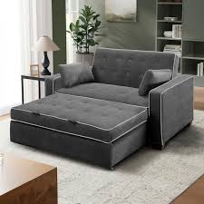 Grey Polyester Queen Size Sofa Bed