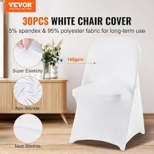 Vevor White Stretch Spandex Chair Covers 30 Pcs Folding Kitchen Chairs Cover Universal Washable Slipcovers Protector