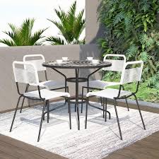 Outdoor Dining Set With White Rope