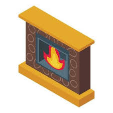 Fireplace Icon Isometric Vector Fire