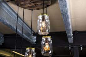 Five Bulb Mason Jar Pendant Light