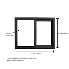 47 5 In X 35 5 In Select Series Vinyl Horizontal Sliding Left Hand Black Window With Hp2 Glass