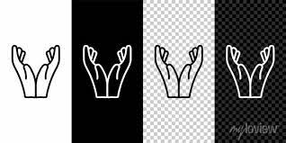 Set Line Hands In Praying Position Icon
