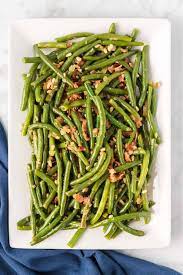 green beans with bacon pine nuts
