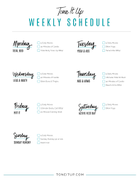 Weekly Workout Schedule Template Tone