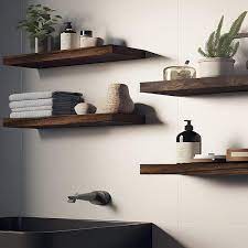 17 In W X 6 In D Brown Floating Decorative Wall Shelf Set Of 4