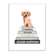 Stupell Industries Resting Puppy On Glam Fashion Icon Bookstack Graphic Art Unframed Art Print Wall Art 13x19 By Amanda Greenwood