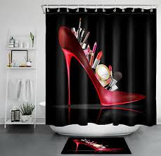 Black Backdrop Shower Curtain Set
