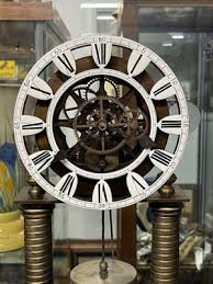 Large Skeleton Clock With Case And Key