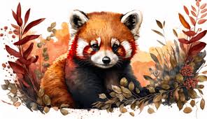 Watercolor Red Panda Art 5 Graphic By