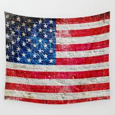 Distressed American Flag On Old Brick