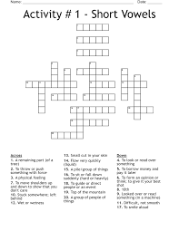 activity 1 short vowels crossword