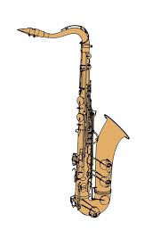 Saxophone Drawing On White Background