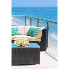 Ohana Gray 5 Piece Wicker Patio Seating Set With Supercrylic Blue Cushions
