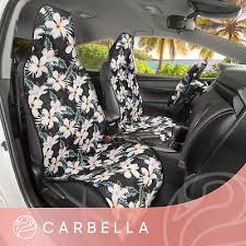 White Flower Print Car Seat Covers Amp