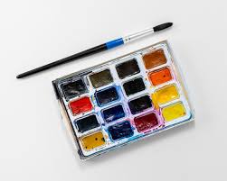 Color Palette Box And Paint Brush