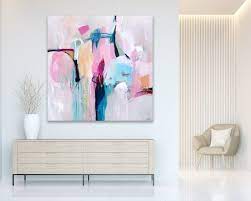 Abstract Painting Large Square In Pink