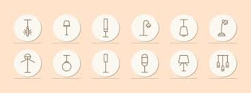 Lamp Icon Set Various Lighting Symbols