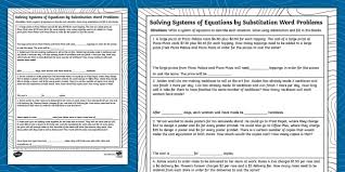 Equations By Substitution Word Problems