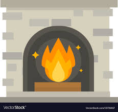 Flat Style Fireplace Icon Design House