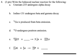 Write The Balanced Nuclear Reaction For