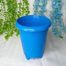 Round 8inch Blue Plastic Flower Pot