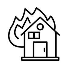 House Fire Line Icon Vector