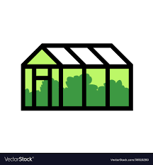 Greenhouse Icon With Growing Green