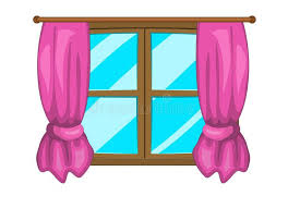 Cartoon Window With Curtains Vector