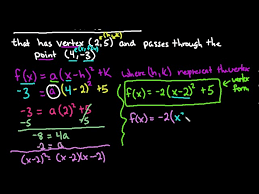 Find Quadratic Function Given Vertex