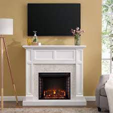 Kristinna 46 In Tiled Media Electric Fireplace Console In White