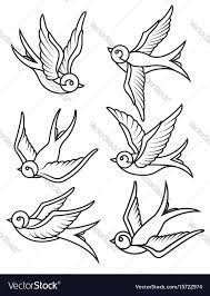 Set Of Swallow Tattoo Templates