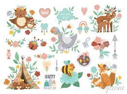 Vector Boho Baby Animals With Pas